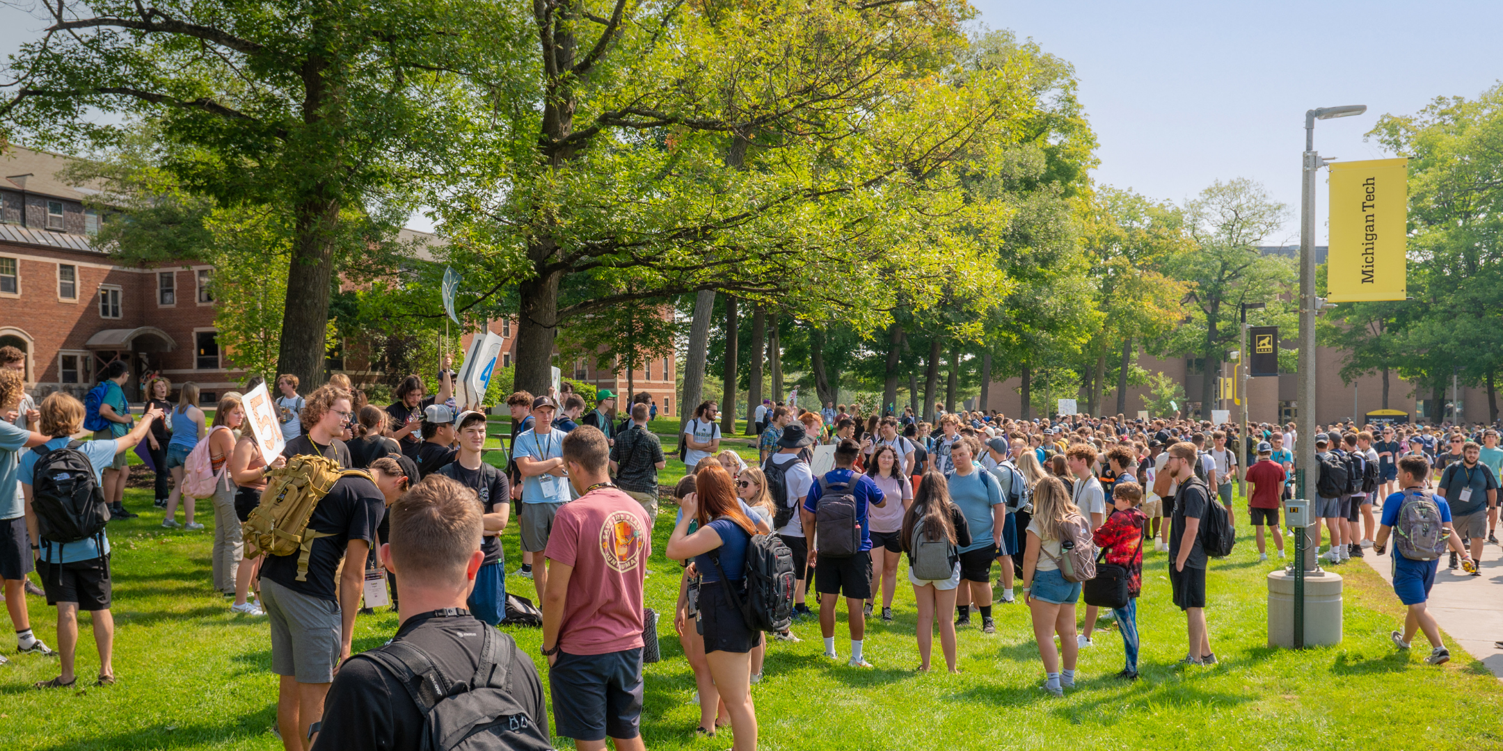 Students Gathered on Walker Lawn During Orientation