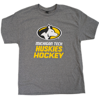 #03Xx Michigan Tech Hockey Graphite Tee