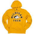 #07U Michigan Tech Print Hood With Embroidered Logo From Blue 84