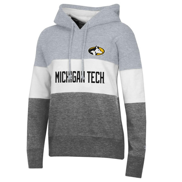 #08Bb Women's Tri-Color Hood With Michigan Tech Print & Logo (SKU 117224032000012)