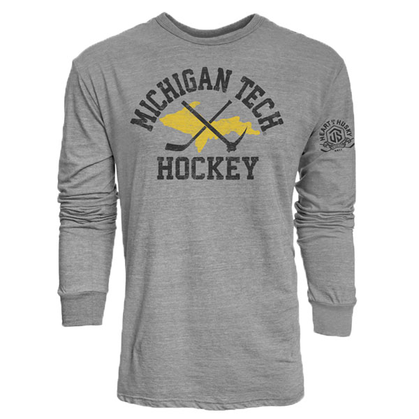 #13H Michigan Tech Hockey Print Long Sleeve Tee (SKU 117123982000028)