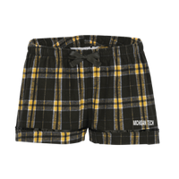 #14Ff Michigan Tech Women's Black And Gold Plaid Flannel Shorts