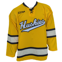 #18Jj Michigan Tech Husky Script Gold Hockey Jersey