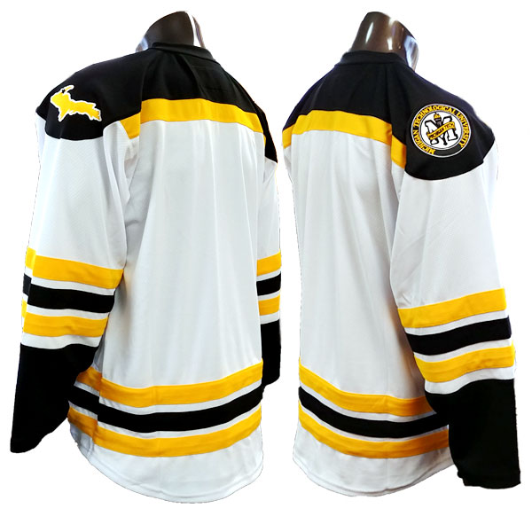 18z White Hockey Jersey Replica With Sewn Logo Michigan Tech