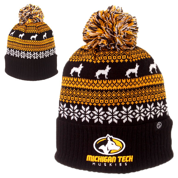 #20A Michigan Tech Knit Hat With Cuff And Pom From Zephyr (SKU 116037262000008)