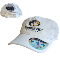 #21Uu Michigan Tech Athletic Logo Women's White Ponyflo Cap