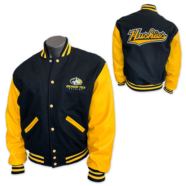 26Q Varsity Jacket With Embroidered Michigan Tech Logos Was 259.99