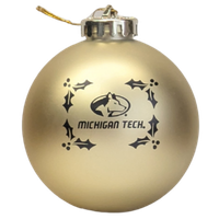 #39Rr Michigan Tech Athletic Logo Round Gold Ornament