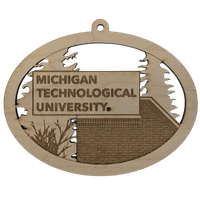 #40R Michigan Tech Sign Oval Wood Ornament