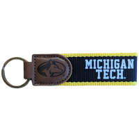 #41T Michigan Tech Leather And Fabric Keystrap