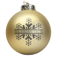 #41Z Michigan Tech Round Gold Snowflake Ornament