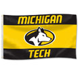 #41Uu One-Sided Black And Gold Michigan Tech Flag 3' X 5'
