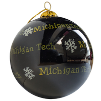 #43O Michigan Tech Round Black Snowflake Ornament