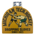 #43U Michigan Tech Hockey Dropping Gloves Sticker From Blue 84