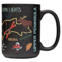 #50Xx Upper Peninsula Icons Black Mug 15Oz
