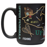 #50XX UPPER PENINSULA ICONS BLACK MUG 15OZ